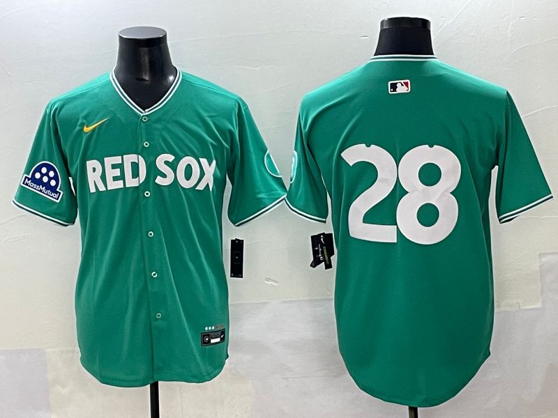Men 2025 Boston Red Sox 28 No Name Green Joint Name Nike MLB Jersey style 7